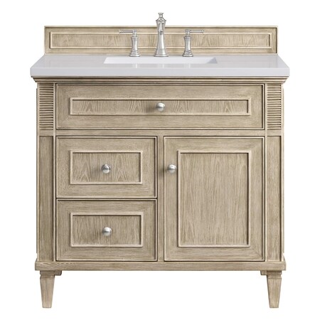 James Martin Vanities 36'' Single Vanity, Whitewashed Oak w/ 3 CM White Zeus Quartz Top 424-V36-WWO-3WZ